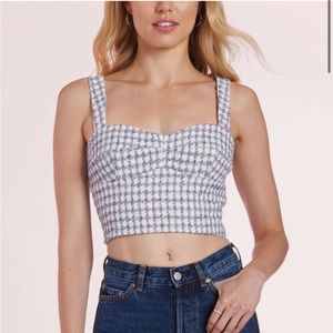 NWOT Amanda Uprichard Percy Tweed Top in Blue Multi